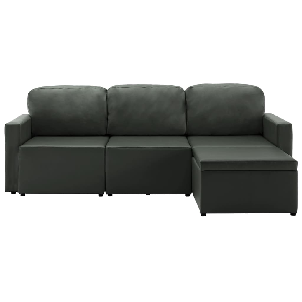 Slaapbank driezits modulair kunstleer grijs is nu te koop bij PeponiXL, paradijselijk wonen!