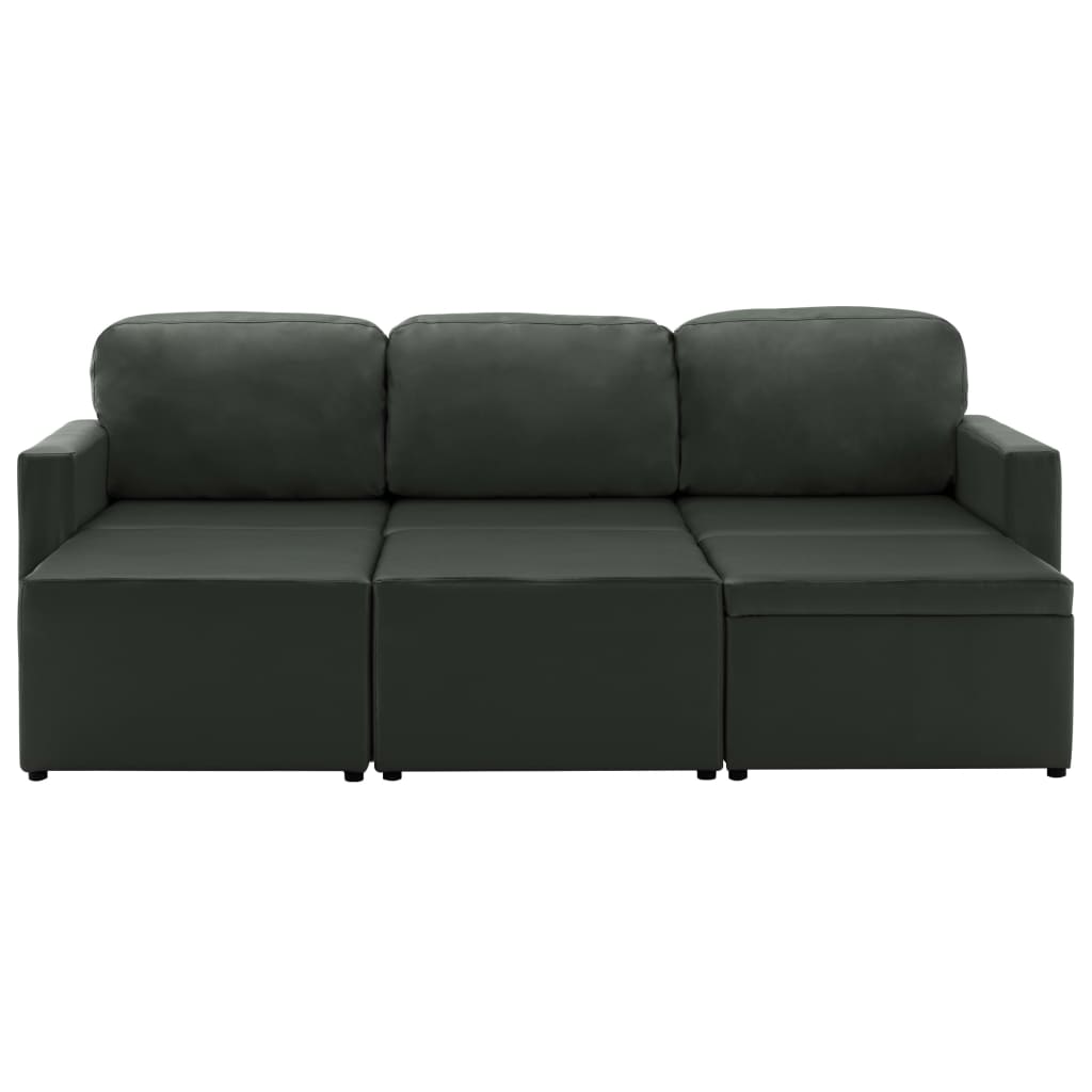 Slaapbank driezits modulair kunstleer grijs is nu te koop bij PeponiXL, paradijselijk wonen!