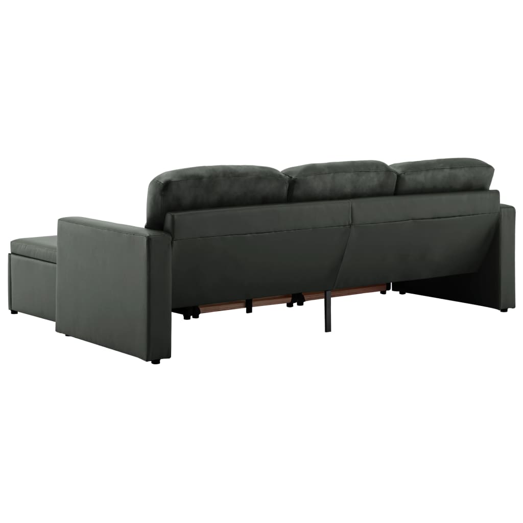 Slaapbank driezits modulair kunstleer grijs is nu te koop bij PeponiXL, paradijselijk wonen!