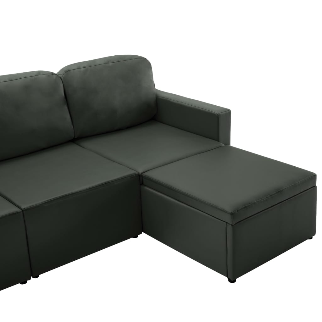 Slaapbank driezits modulair kunstleer grijs is nu te koop bij PeponiXL, paradijselijk wonen!
