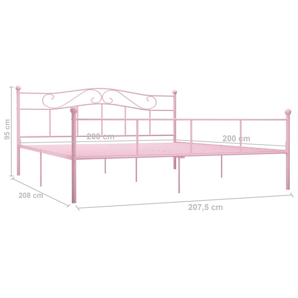 Bedframe metaal roze 200x200 cm