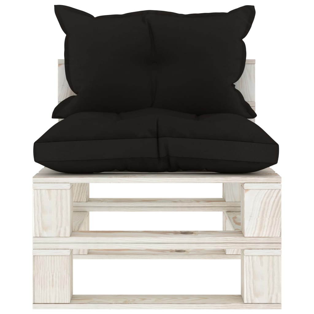 Tuinmiddenbank met zwarte kussens pallet hout is nu te koop bij PeponiXL, paradijselijk wonen!