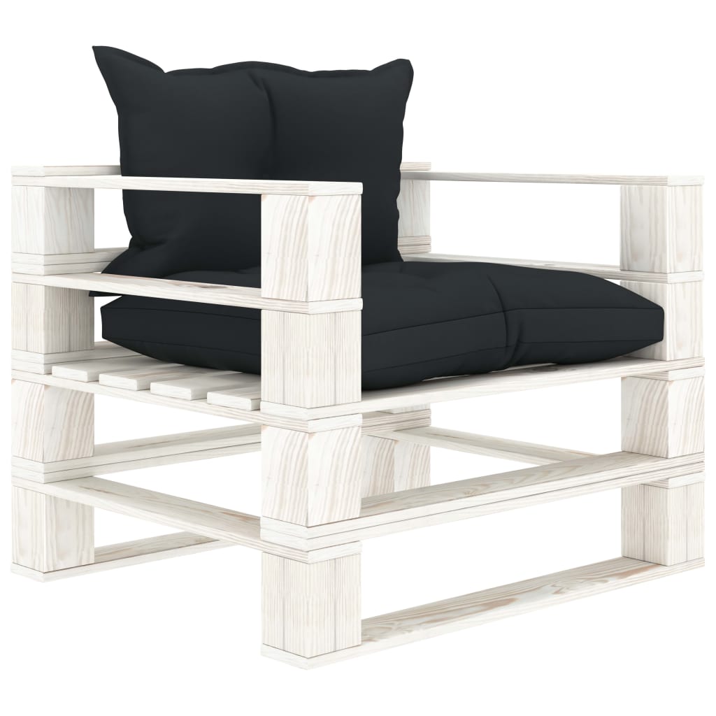 Tuinbank met antracietkleurige kussens pallet hout is nu te koop bij PeponiXL, paradijselijk wonen!