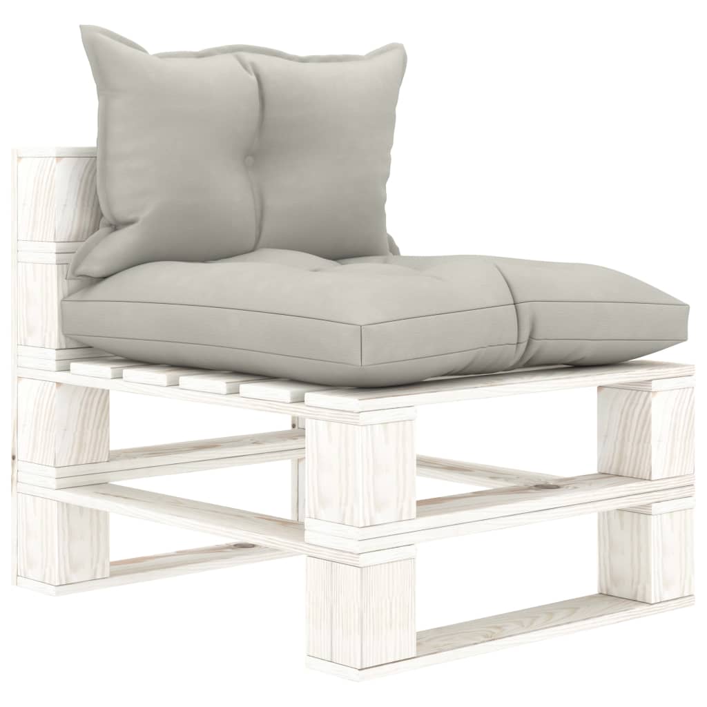 Tuinmiddenbank met taupe kussens pallet hout is nu te koop bij PeponiXL, paradijselijk wonen!