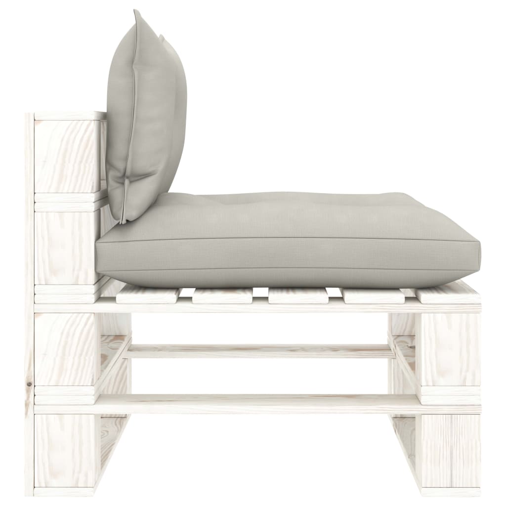 Tuinmiddenbank met taupe kussens pallet hout is nu te koop bij PeponiXL, paradijselijk wonen!