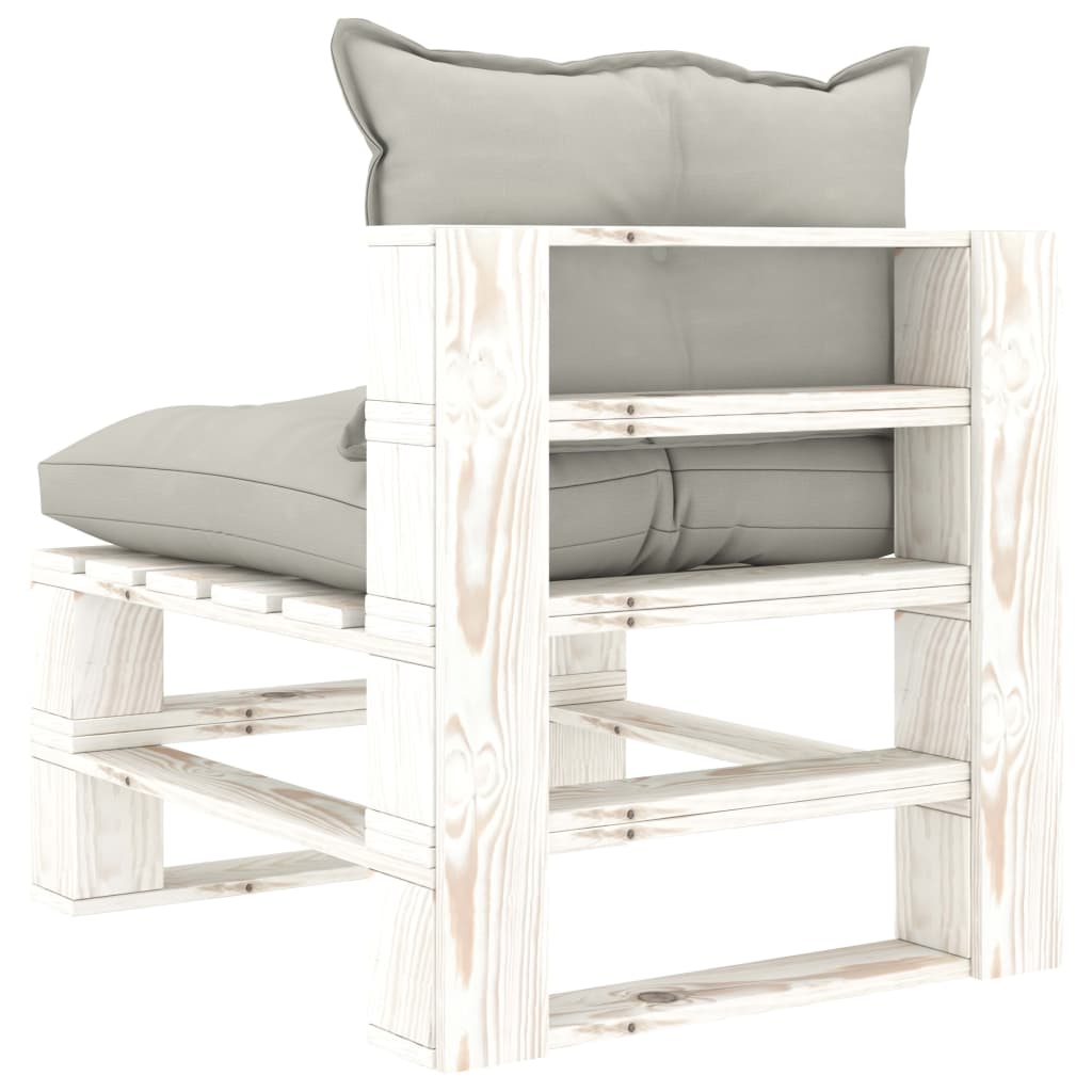 Tuinmiddenbank met taupe kussens pallet hout is nu te koop bij PeponiXL, paradijselijk wonen!