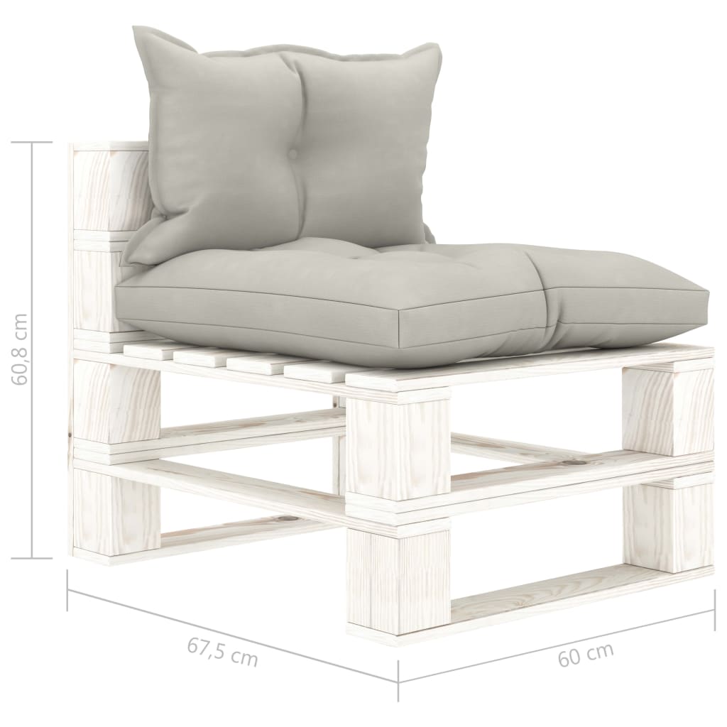 Tuinmiddenbank met taupe kussens pallet hout is nu te koop bij PeponiXL, paradijselijk wonen!