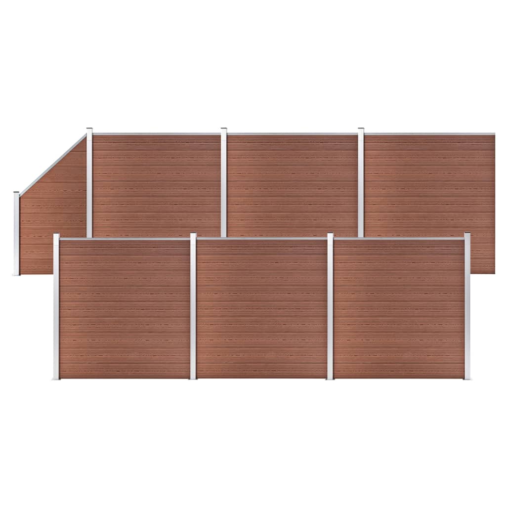 Schuttingset 6 vierkant en 1 schuin 1138x186 cm HKC bruin is nu te koop bij PeponiXL, paradijselijk wonen!