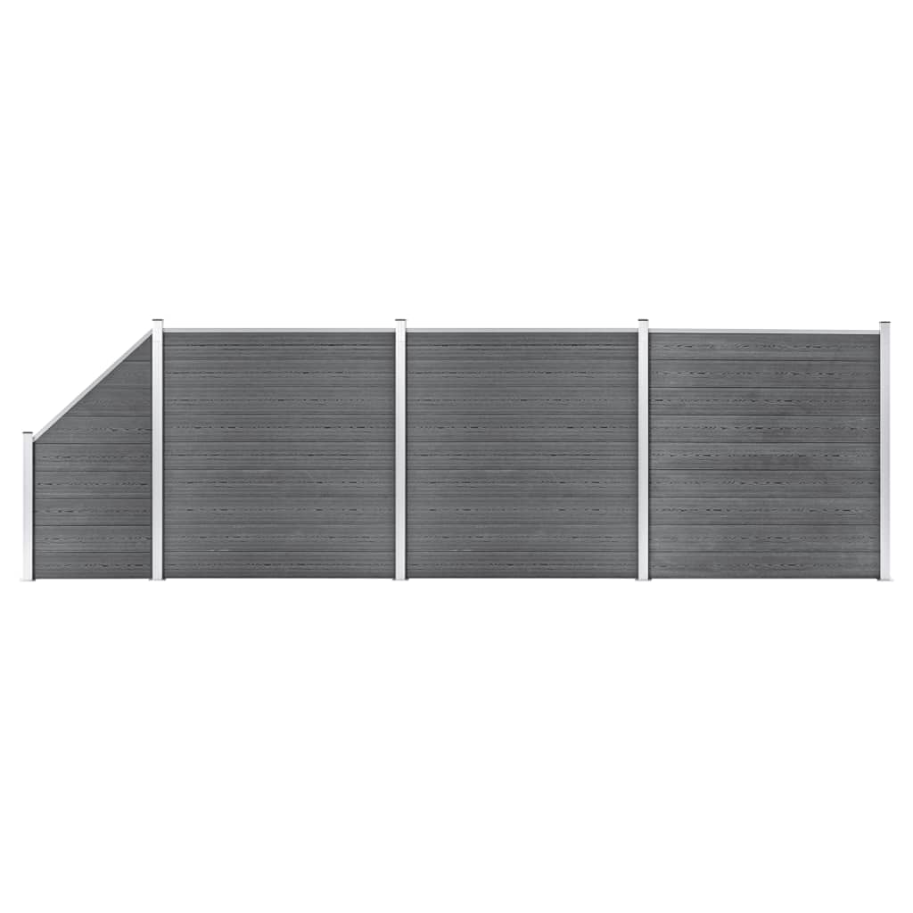 Schuttingset 3 vierkant en 1 schuin 619x186 cm HKC grijs is nu te koop bij PeponiXL, paradijselijk wonen!