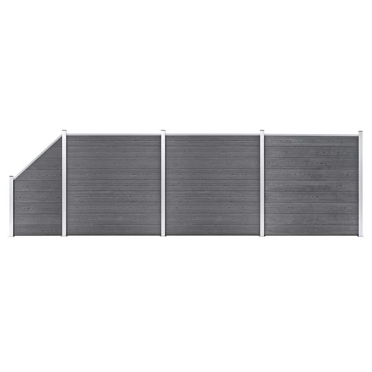 Schuttingset 3 vierkant en 1 schuin 619x186 cm HKC grijs is nu te koop bij PeponiXL, paradijselijk wonen!