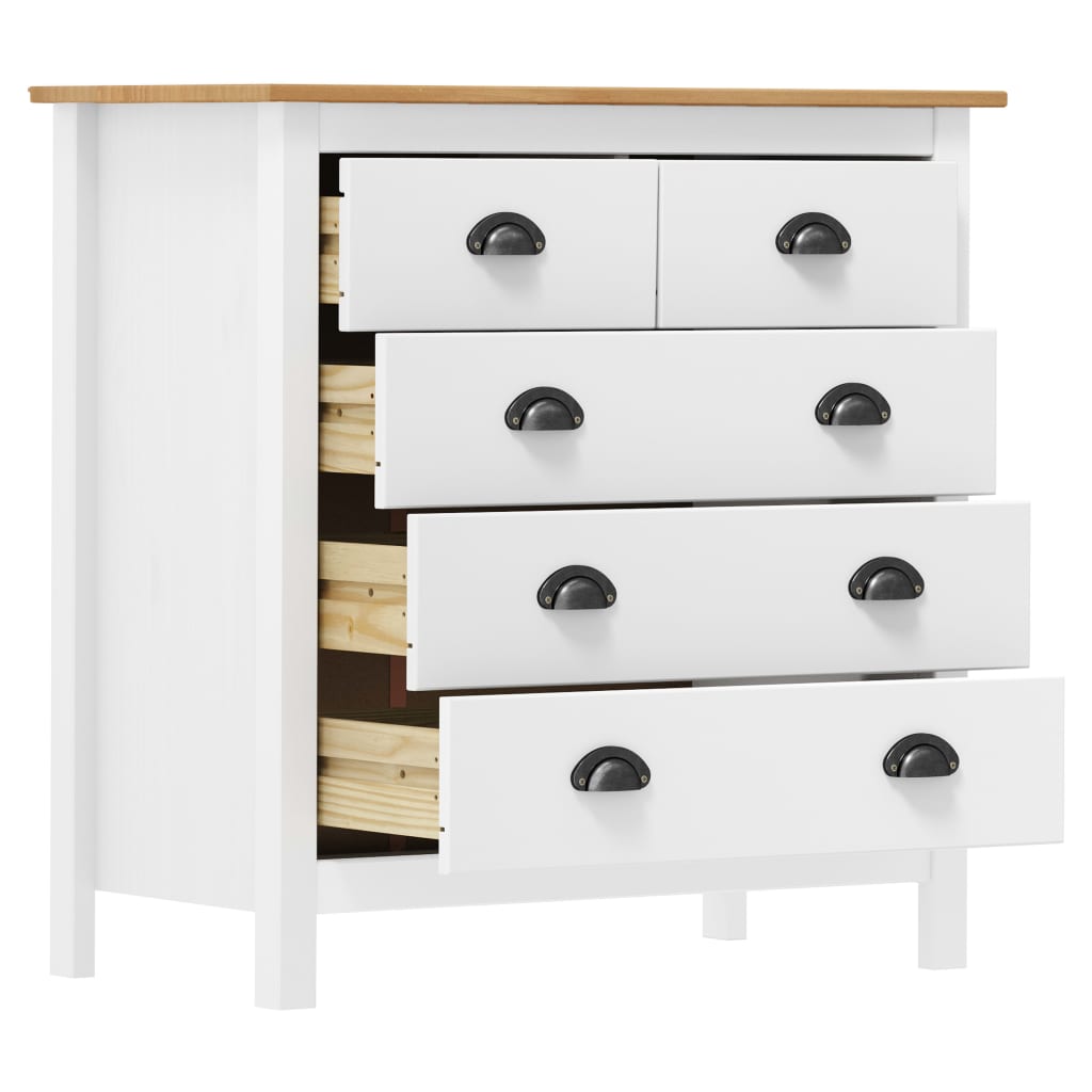 Dressoir Hill 79x40x80 cm massief grenenhout wit is nu te koop bij PeponiXL, paradijselijk wonen!