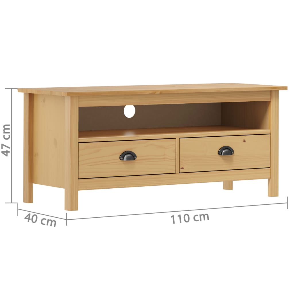 Tv-meubel Hill 110x40x47 cm grenenhout honingbruin is nu te koop bij PeponiXL, paradijselijk wonen!