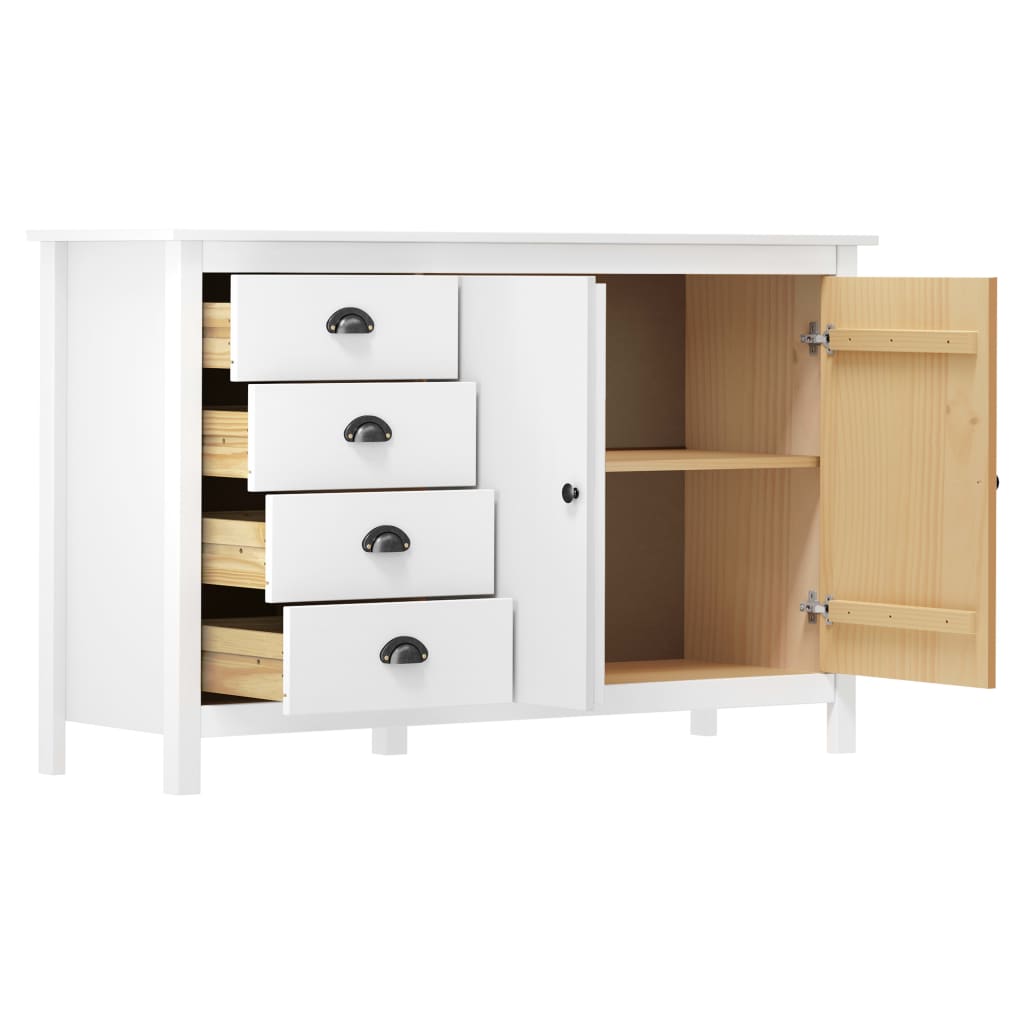 Dressoir Hill 130x40x80 cm massief grenenhout wit is nu te koop bij PeponiXL, paradijselijk wonen!