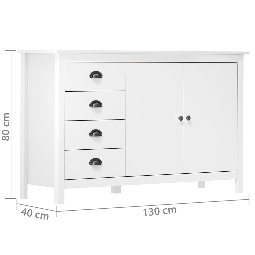Dressoir Hill 130x40x80 cm massief grenenhout wit is nu te koop bij PeponiXL, paradijselijk wonen!