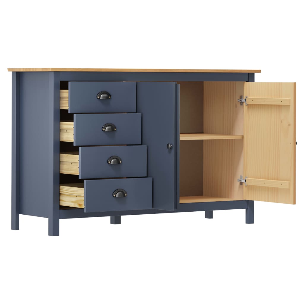 Dressoir Hill 130x40x80 cm massief grenenhout grijs is nu te koop bij PeponiXL, paradijselijk wonen!