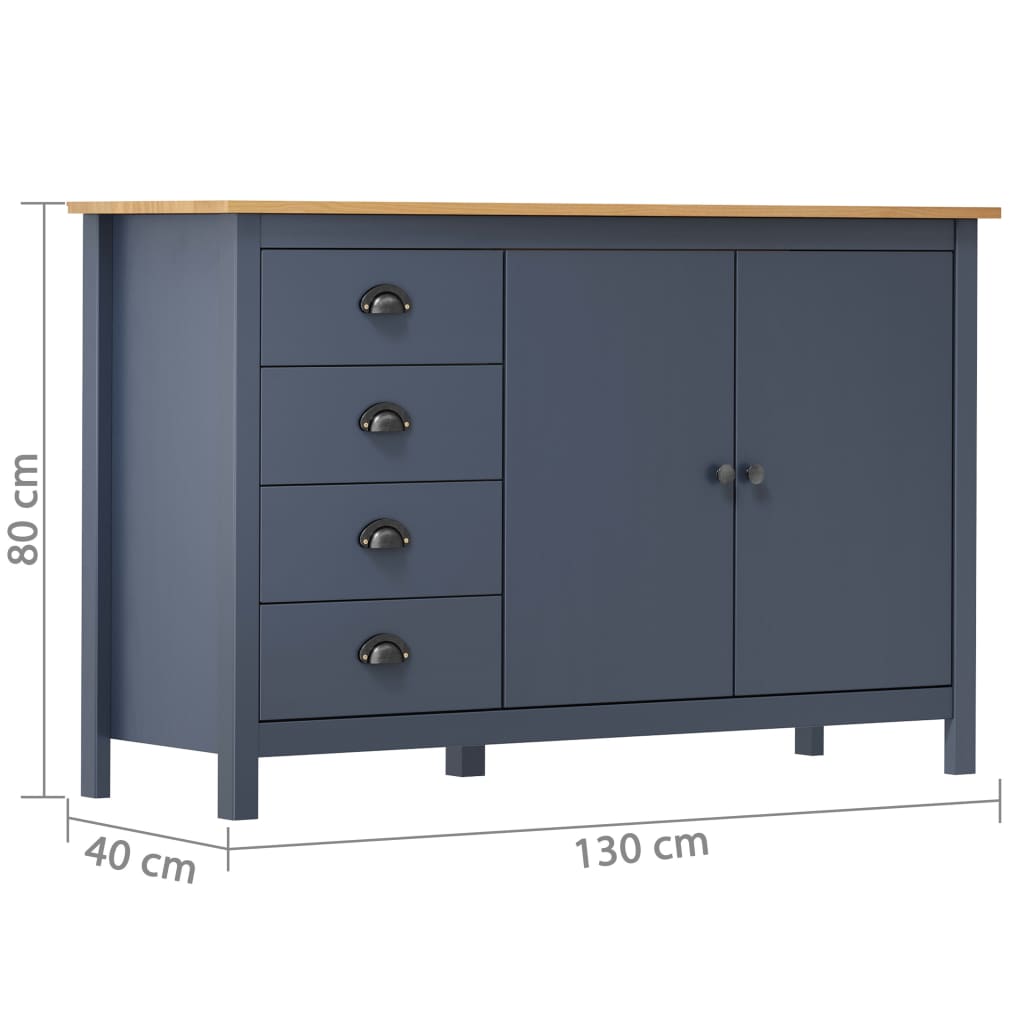 Dressoir Hill 130x40x80 cm massief grenenhout grijs is nu te koop bij PeponiXL, paradijselijk wonen!