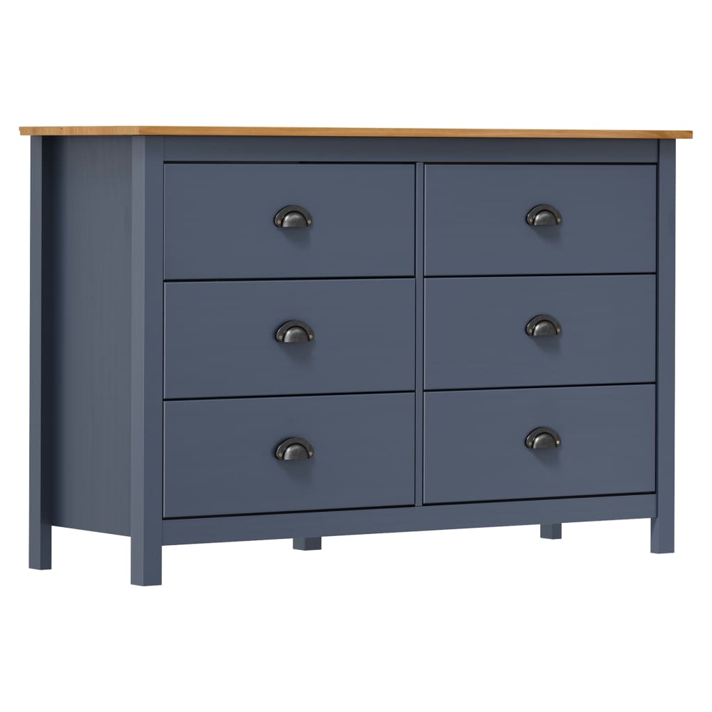 Dressoir Hill 125x40x80 cm massief grenenhout grijs is nu te koop bij PeponiXL, paradijselijk wonen!