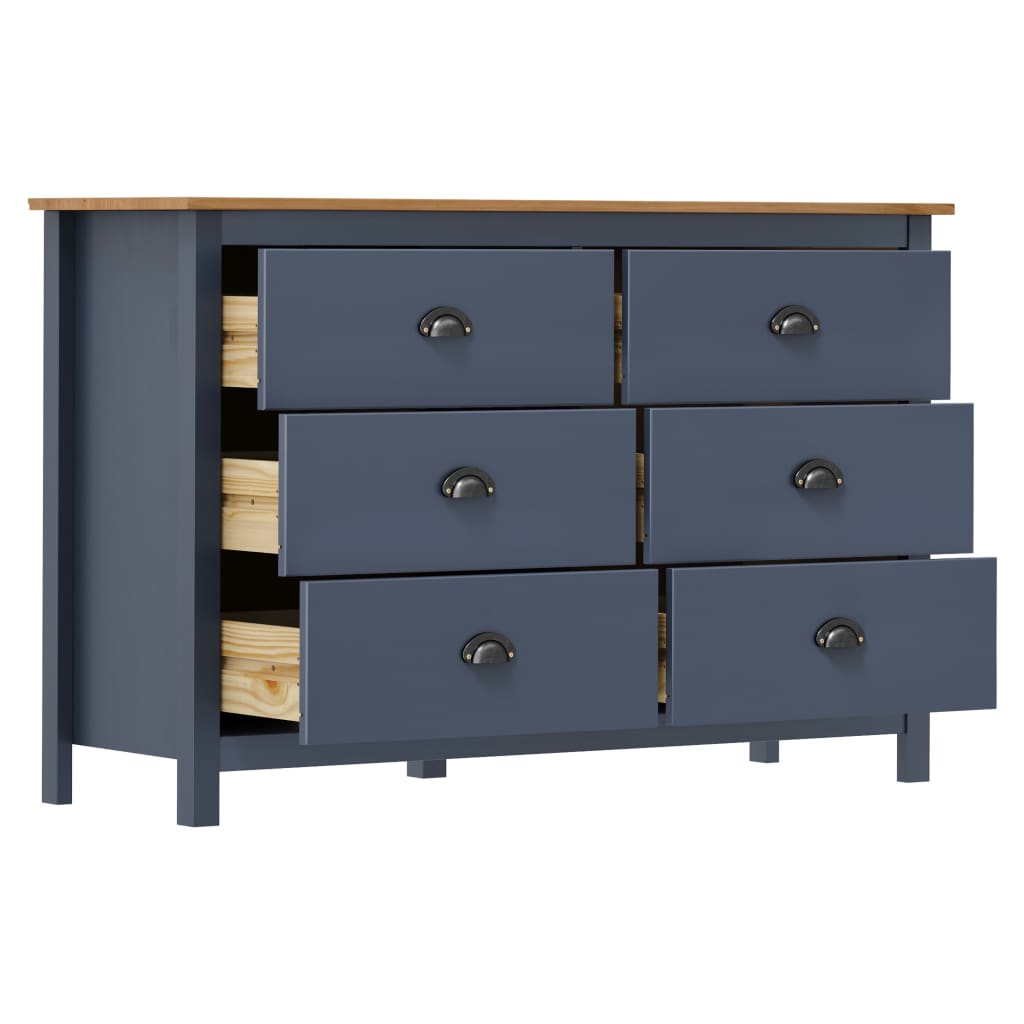 Dressoir Hill 125x40x80 cm massief grenenhout grijs is nu te koop bij PeponiXL, paradijselijk wonen!