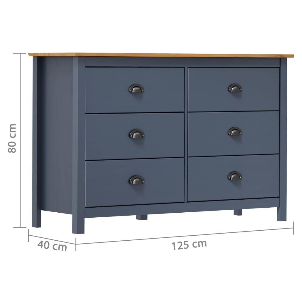 Dressoir Hill 125x40x80 cm massief grenenhout grijs is nu te koop bij PeponiXL, paradijselijk wonen!