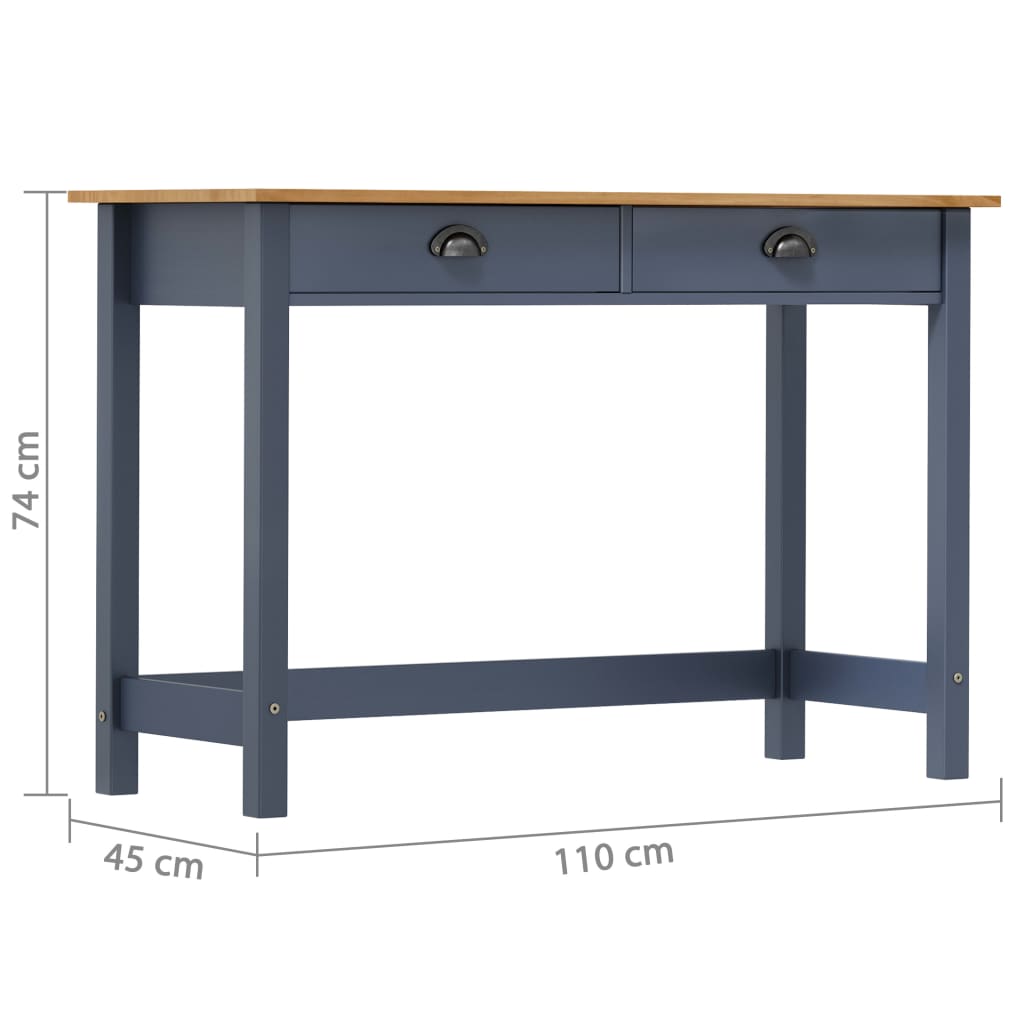 Wandtafel Hill 2 lades 110x45x74 cm massief grenenhout grijs is nu te koop bij PeponiXL, paradijselijk wonen!