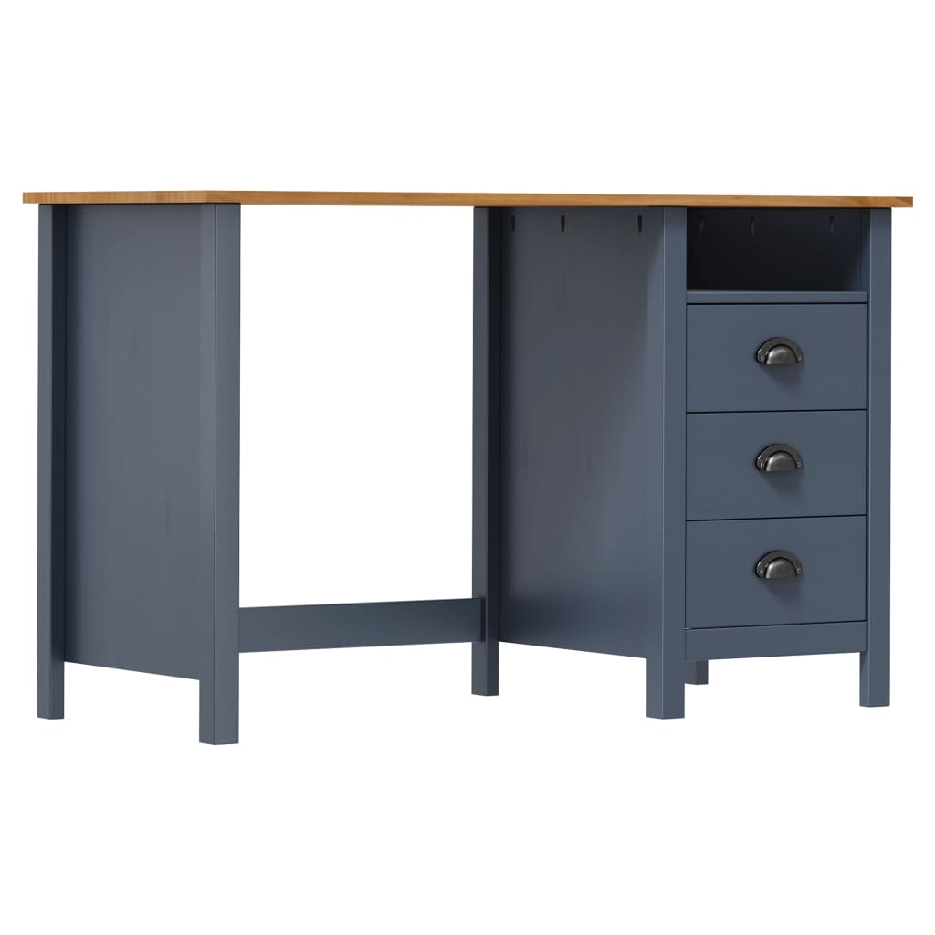 Bureau Hill 3 lades 120x50x74 cm massief grenenhout grijs is nu te koop bij PeponiXL, paradijselijk wonen!