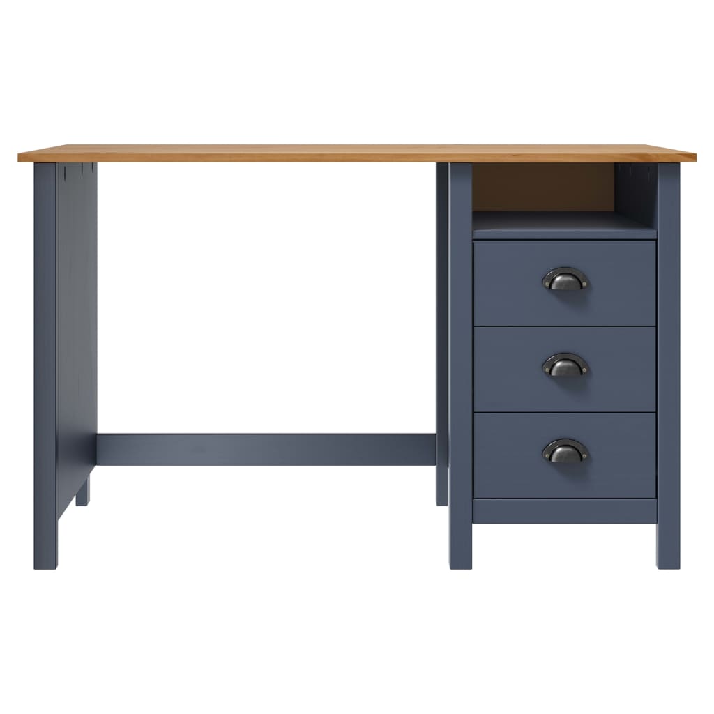 Bureau Hill 3 lades 120x50x74 cm massief grenenhout grijs is nu te koop bij PeponiXL, paradijselijk wonen!