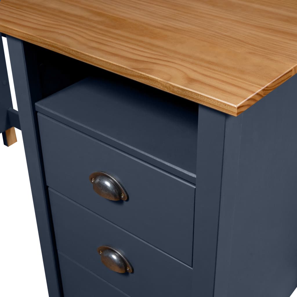 Bureau Hill 3 lades 120x50x74 cm massief grenenhout grijs is nu te koop bij PeponiXL, paradijselijk wonen!