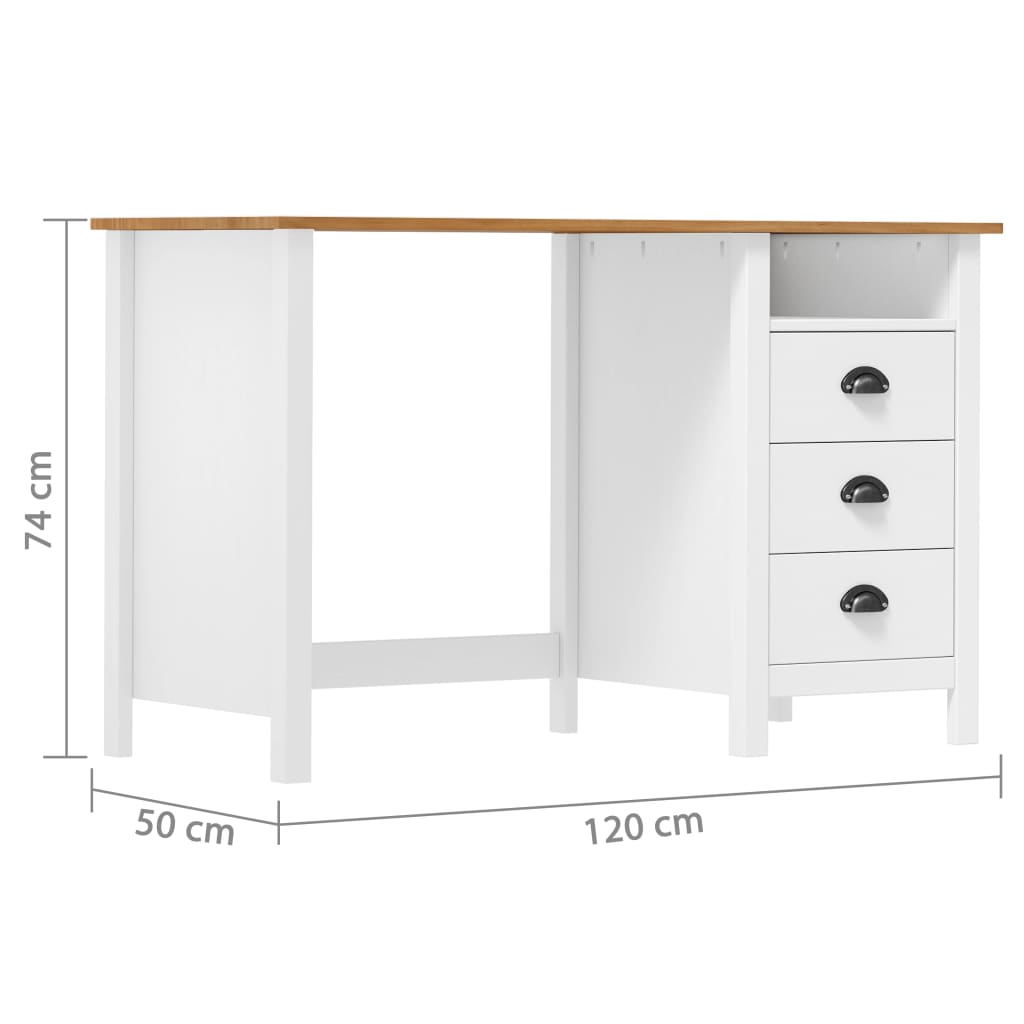 Bureau Hill 3 lades 120x50x74 cm massief grenenhout is nu te koop bij PeponiXL, paradijselijk wonen!