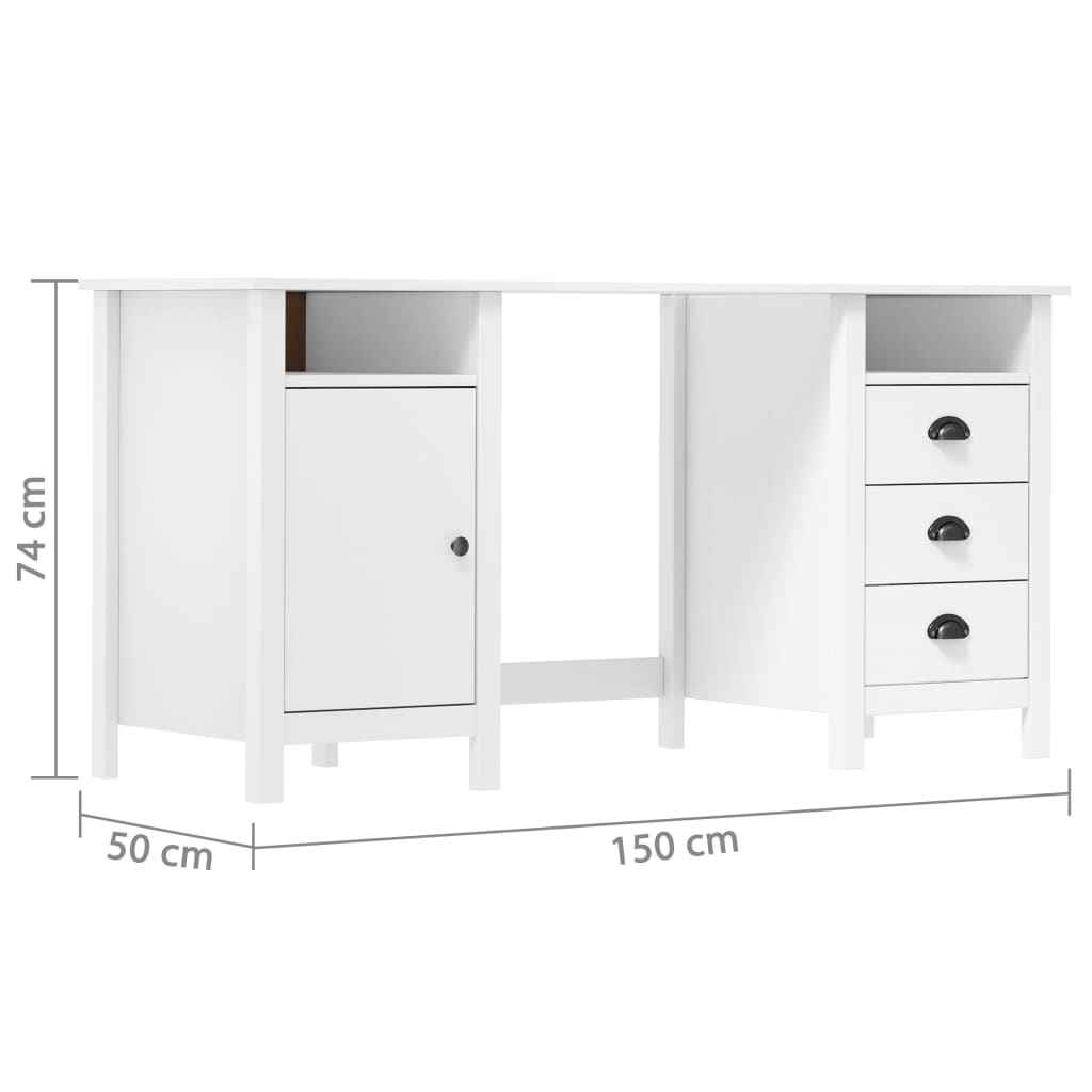 Bureau Hill 150x50x74 cm massief grenenhout wit is nu te koop bij PeponiXL, paradijselijk wonen!