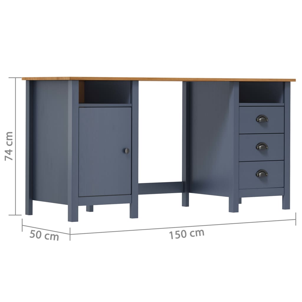 Bureau Hill 150x50x74 cm massief grenenhout grijs is nu te koop bij PeponiXL, paradijselijk wonen!