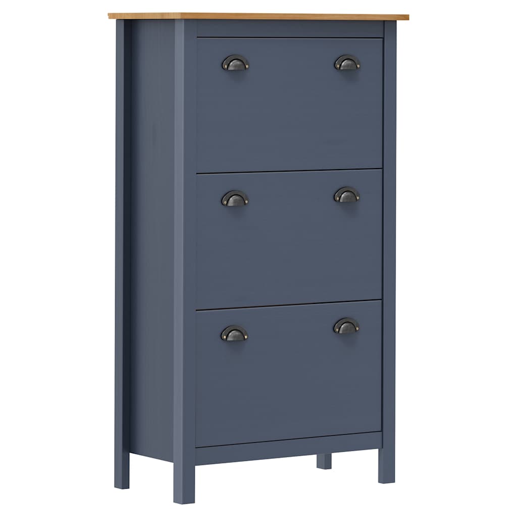 Schoenenkast Hill 72x35x124 cm massief grenenhout grijs is nu te koop bij PeponiXL, paradijselijk wonen!