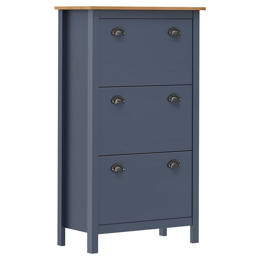Schoenenkast Hill 72x35x124 cm massief grenenhout grijs is nu te koop bij PeponiXL, paradijselijk wonen!
