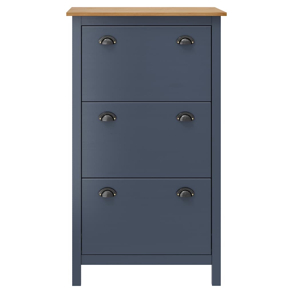 Schoenenkast Hill 72x35x124 cm massief grenenhout grijs is nu te koop bij PeponiXL, paradijselijk wonen!