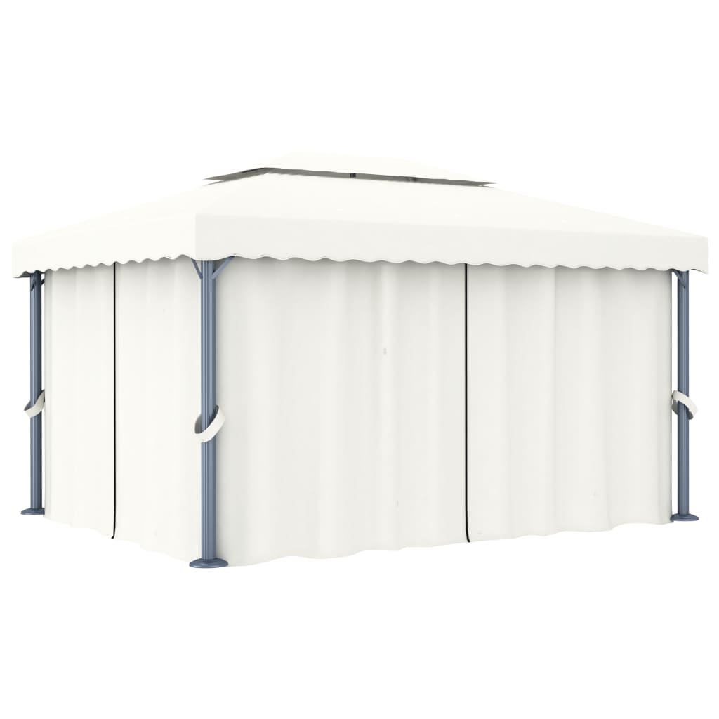 Prieel met gordijn 4x3 m aluminium crèmewit is nu te koop bij PeponiXL, paradijselijk wonen!