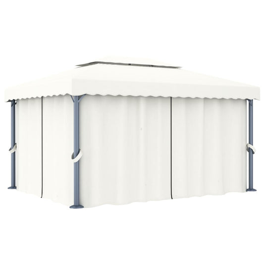 Prieel met gordijn 4x3 m aluminium crèmewit is nu te koop bij PeponiXL, paradijselijk wonen!