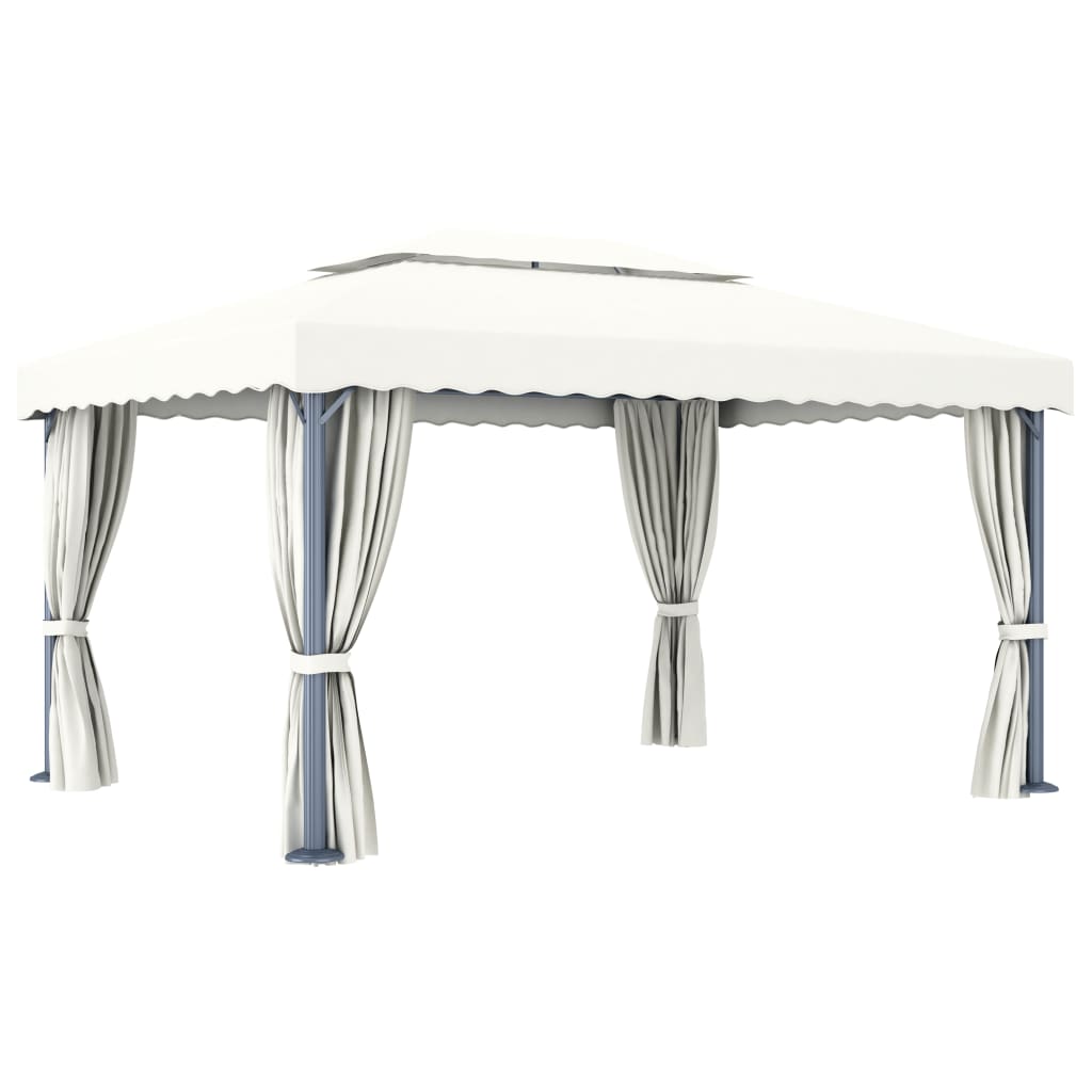 Prieel met gordijn 4x3 m aluminium crèmewit is nu te koop bij PeponiXL, paradijselijk wonen!