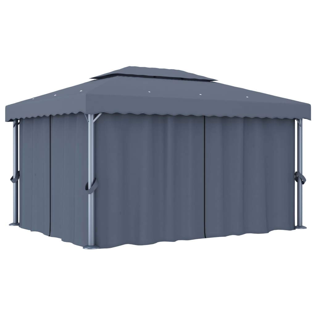 Prieel met gordijn 4x3 m aluminium antraciet is nu te koop bij PeponiXL, paradijselijk wonen!
