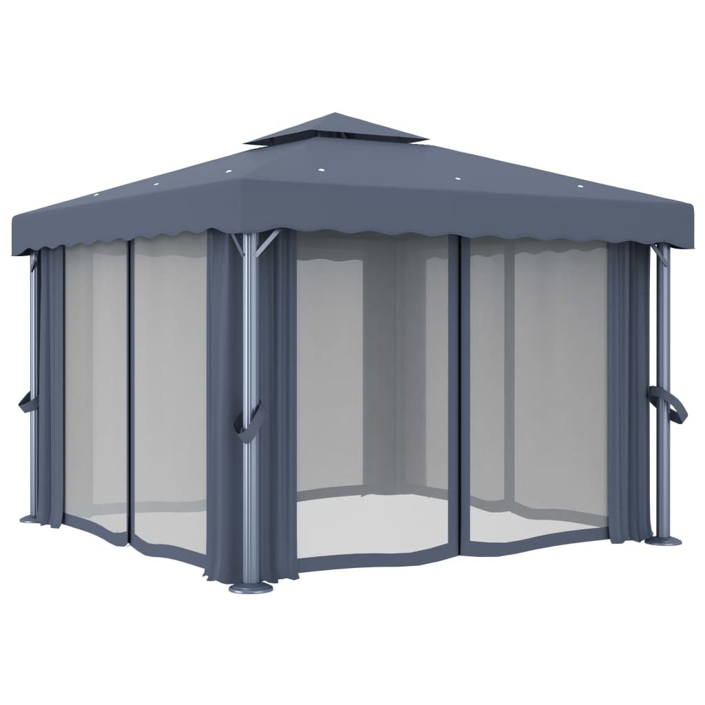 Prieel met gordijn 3x3 m aluminium antraciet is nu te koop bij PeponiXL, paradijselijk wonen!