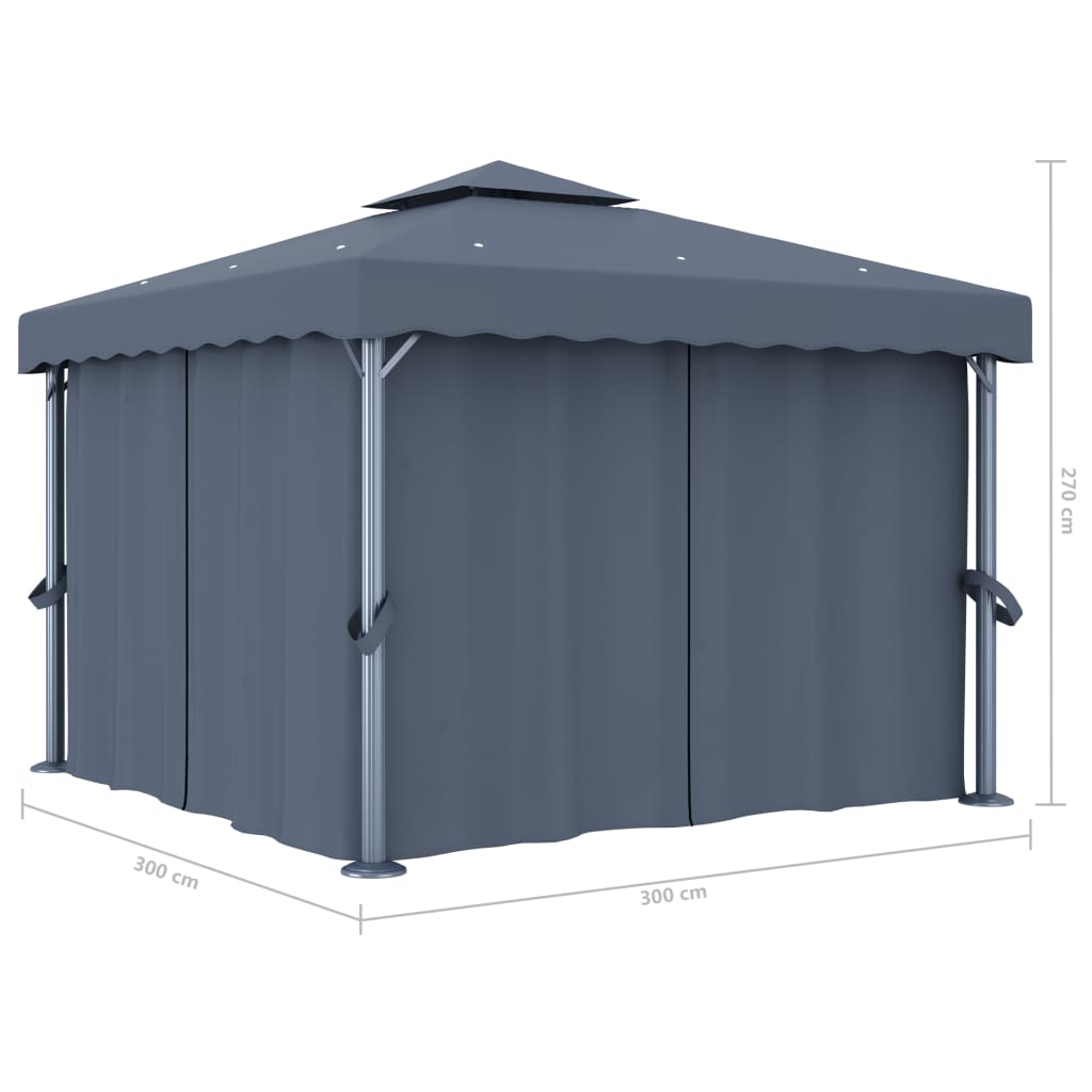 Prieel met gordijn 3x3 m aluminium antraciet is nu te koop bij PeponiXL, paradijselijk wonen!