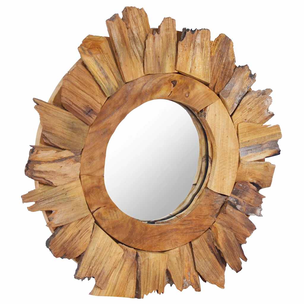 Wandspiegel rond 40 cm teakhout