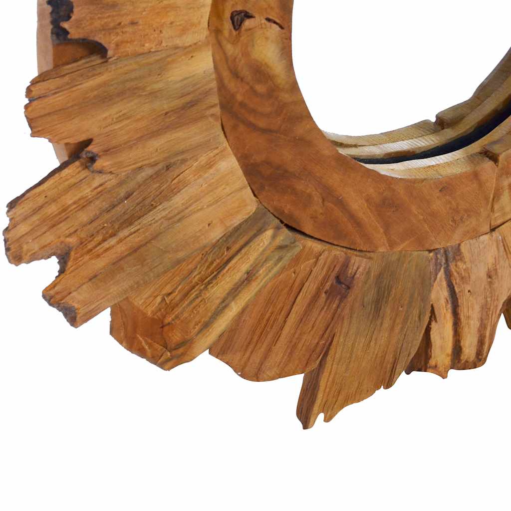 Wandspiegel rond 40 cm teakhout