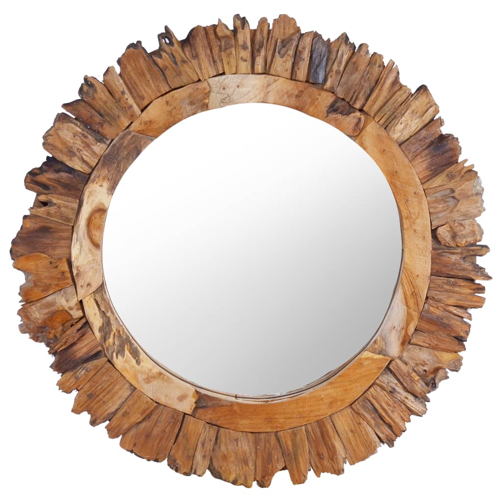 Wandspiegel rond 60 cm teakhout is nu te koop bij PeponiXL, paradijselijk wonen!