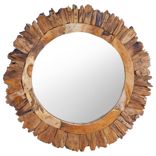 Wandspiegel rond 60 cm teakhout is nu te koop bij PeponiXL, paradijselijk wonen!