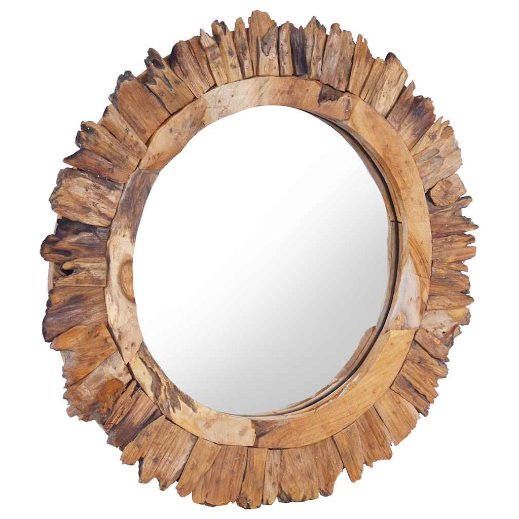 Wandspiegel rond 60 cm teakhout is nu te koop bij PeponiXL, paradijselijk wonen!