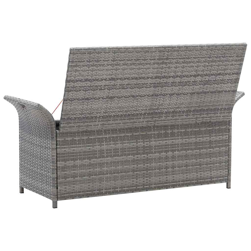 Opbergbankje met kussen 138 cm poly rattan grijs is nu te koop bij PeponiXL, paradijselijk wonen!