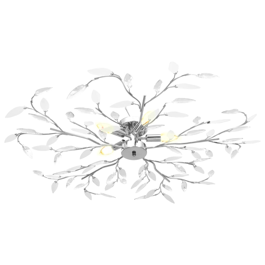 Plafondlamp met acryl kristallen bladarmen voor 5xE14 wit is nu te koop bij PeponiXL, paradijselijk wonen!