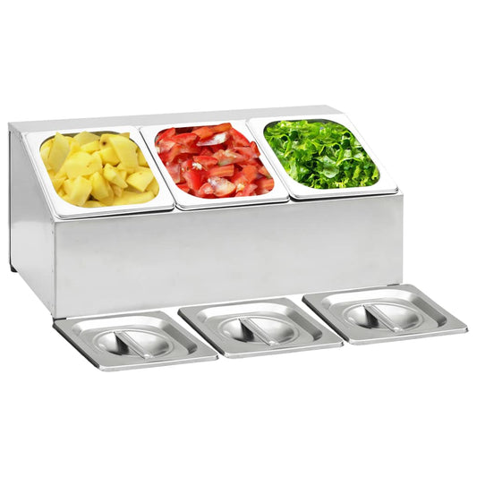 Gastronormbakkenhouder met 3 GN 1/6 bakken roestvrij staal is nu te koop bij PeponiXL, paradijselijk wonen!