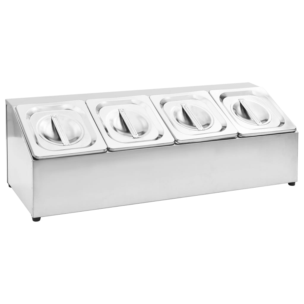 Gastronormbakkenhouder met 4 GN 1/6 bakken roestvrij staal is nu te koop bij PeponiXL, paradijselijk wonen!