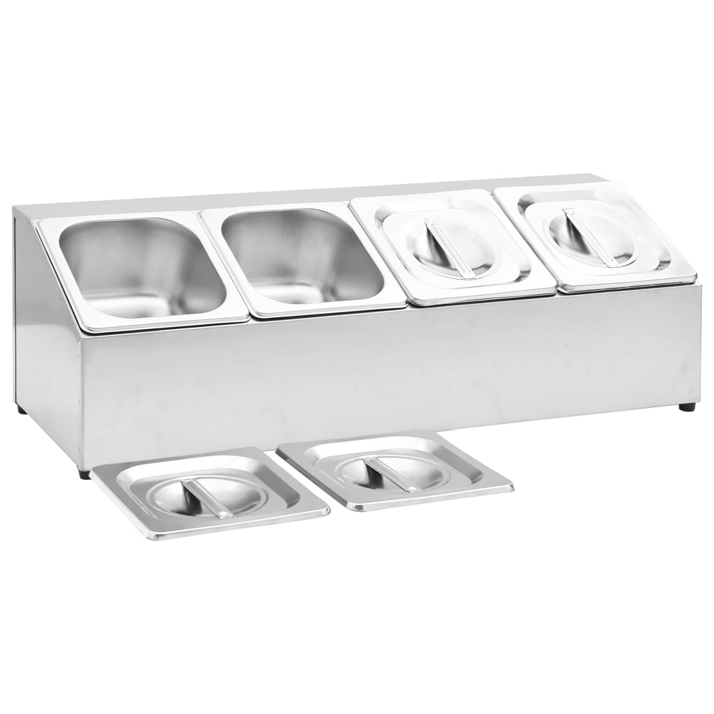 Gastronormbakkenhouder met 4 GN 1/6 bakken roestvrij staal is nu te koop bij PeponiXL, paradijselijk wonen!