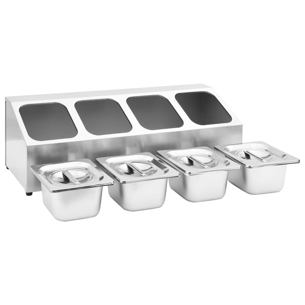 Gastronormbakkenhouder met 4 GN 1/6 bakken roestvrij staal is nu te koop bij PeponiXL, paradijselijk wonen!